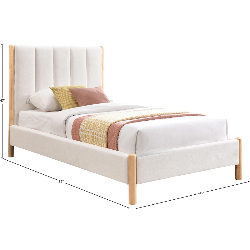 Meridian Furniture Kona Cream Fabric Twin Bed