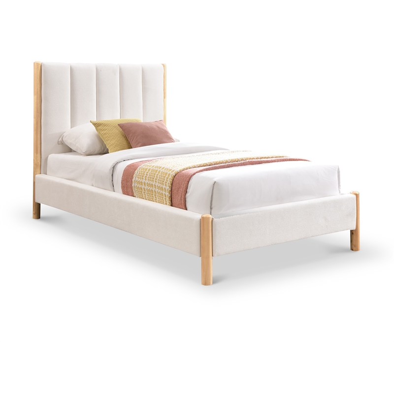 Meridian Furniture Kona Cream Fabric Twin Bed