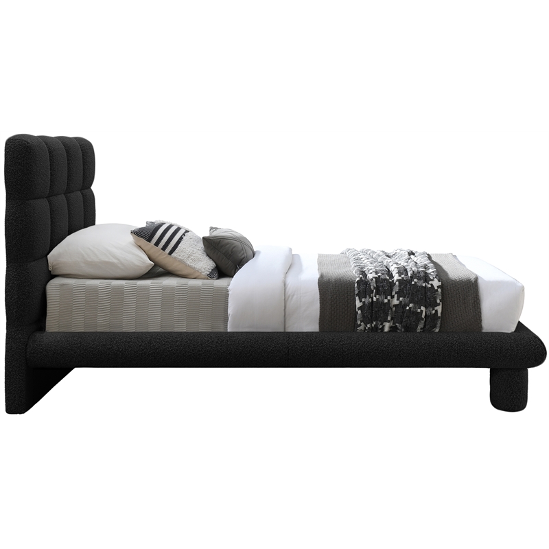 Meridian Furniture Deco Black Boucle Fabric Twin Bed