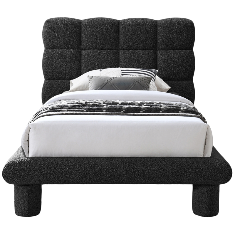 Meridian Furniture Deco Black Boucle Fabric Twin Bed