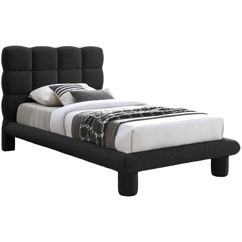 Meridian Furniture Deco Black Boucle Fabric Twin Bed