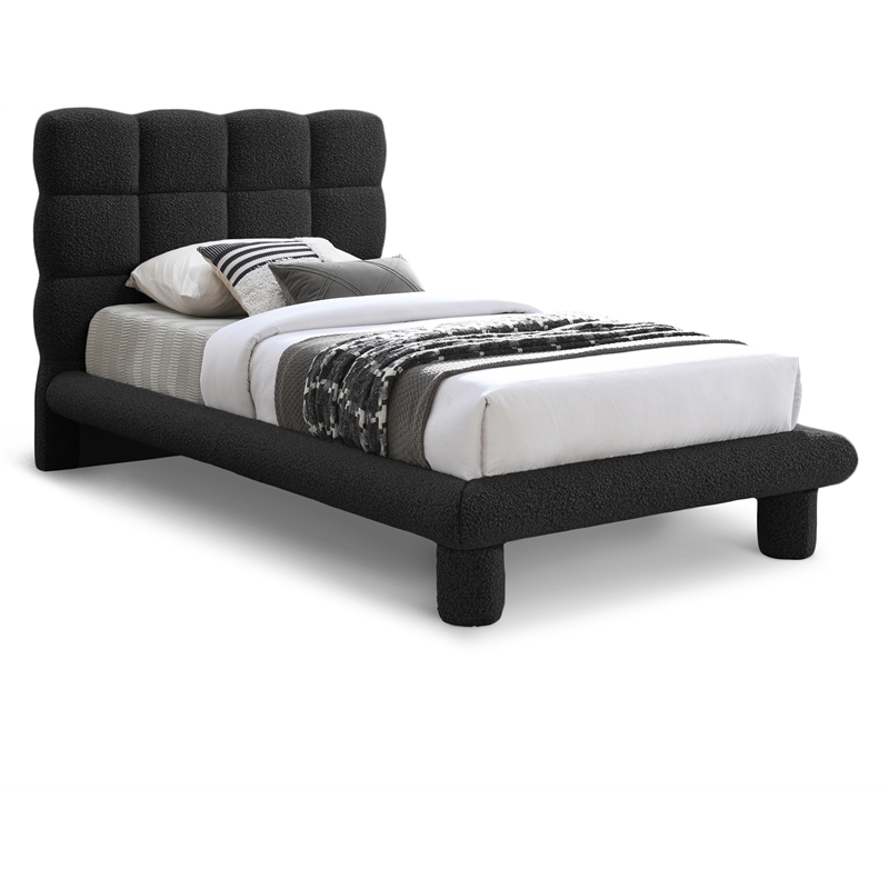 Meridian Furniture Deco Black Boucle Fabric Twin Bed