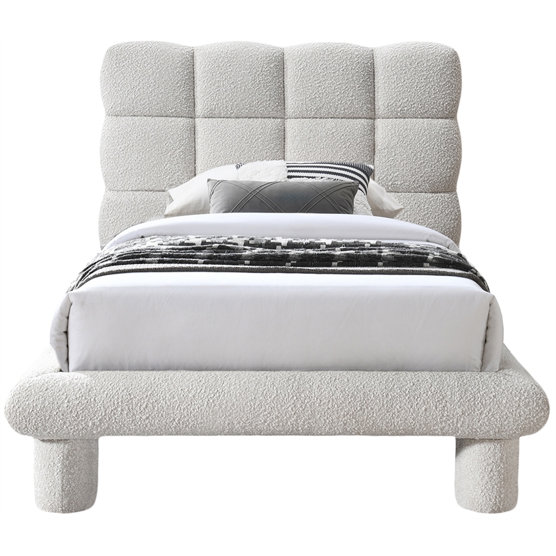 Meridian Furniture Deco Cream Boucle Fabric Twin Bed
