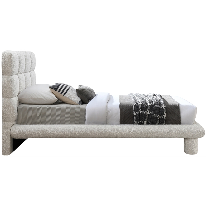 Meridian Furniture Deco Cream Boucle Fabric Twin Bed