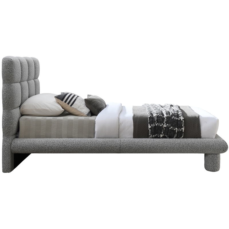 Meridian Furniture Deco Grey Boucle Fabric Twin Bed