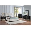 Meridian Furniture Lucia Beige Linen Textured Fabric Queen Bed