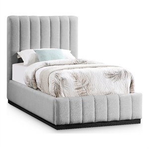 Meridian Furniture Lucia Grey Linen Textured Fabric Twin Bed