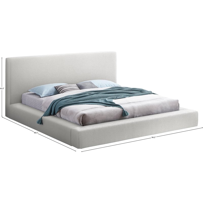 Meridian Furniture Terra Cream Boucle Fabric King Bed