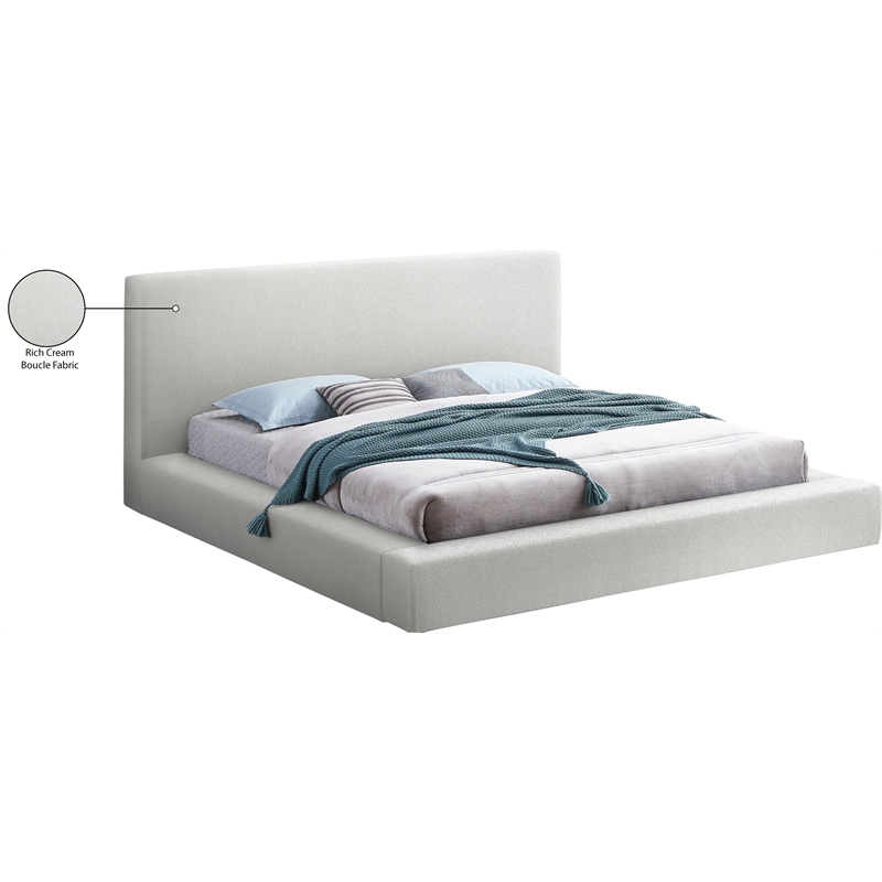 Meridian Furniture Terra Cream Boucle Fabric King Bed