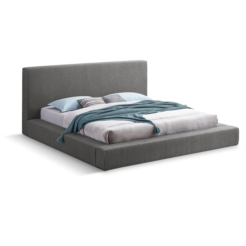 Meridian Furniture Terra Grey Boucle Fabric Full Bed