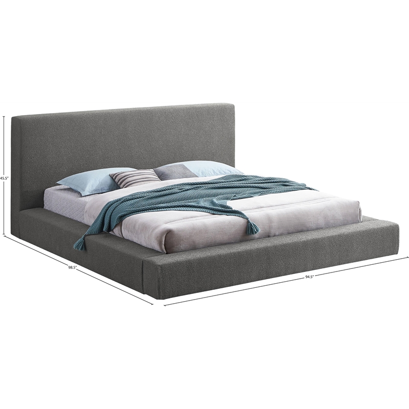 Meridian Furniture Terra Grey Boucle Fabric King Bed