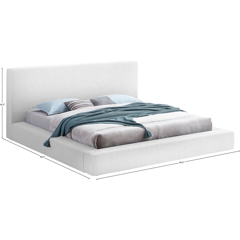 Meridian Furniture Terra White Boucle Fabric King Bed