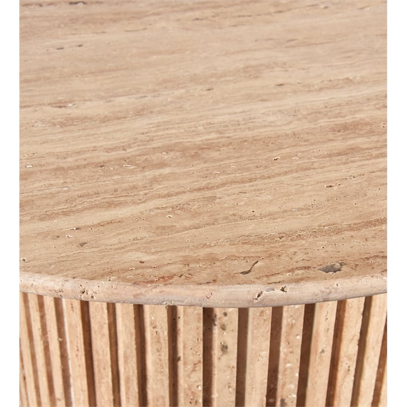 Meridian Furniture Genoa Beige Travertine Stone Coffee Table