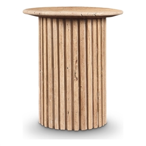 Meridian Furniture Genoa Beige Travertine Stone End Table