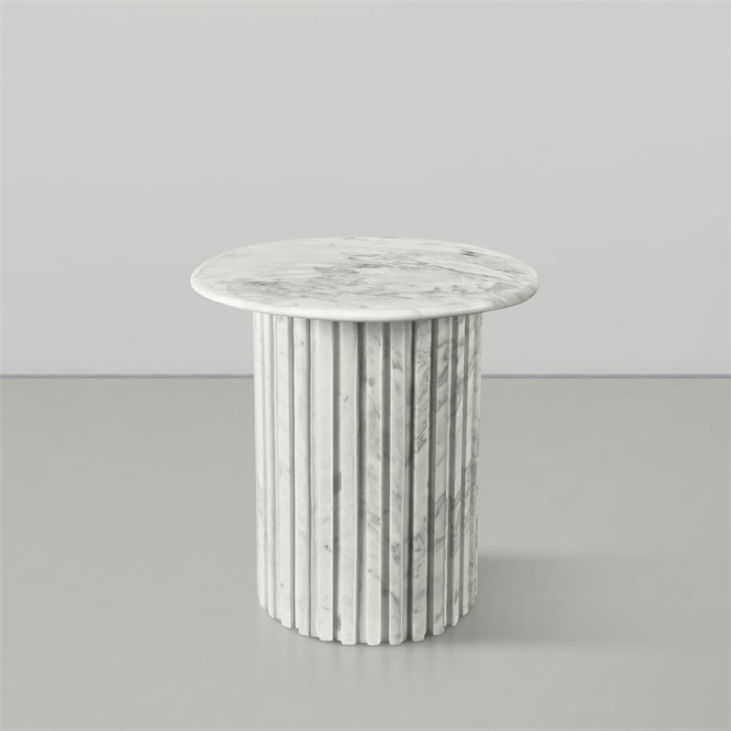 Meridian Furniture Genoa White Marble End Table