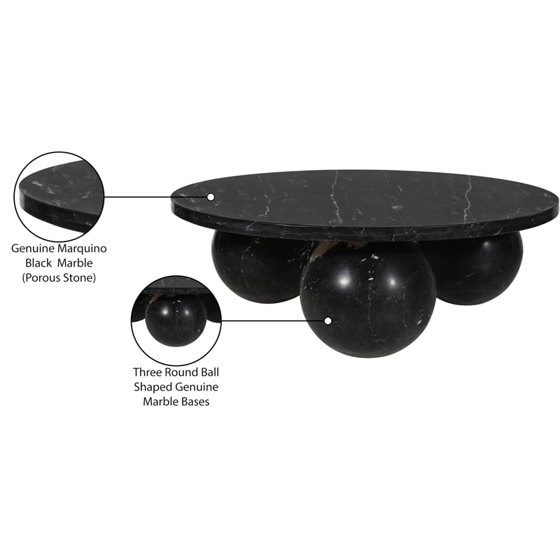Meridian Furniture Spherical Black Marble Coffee Table