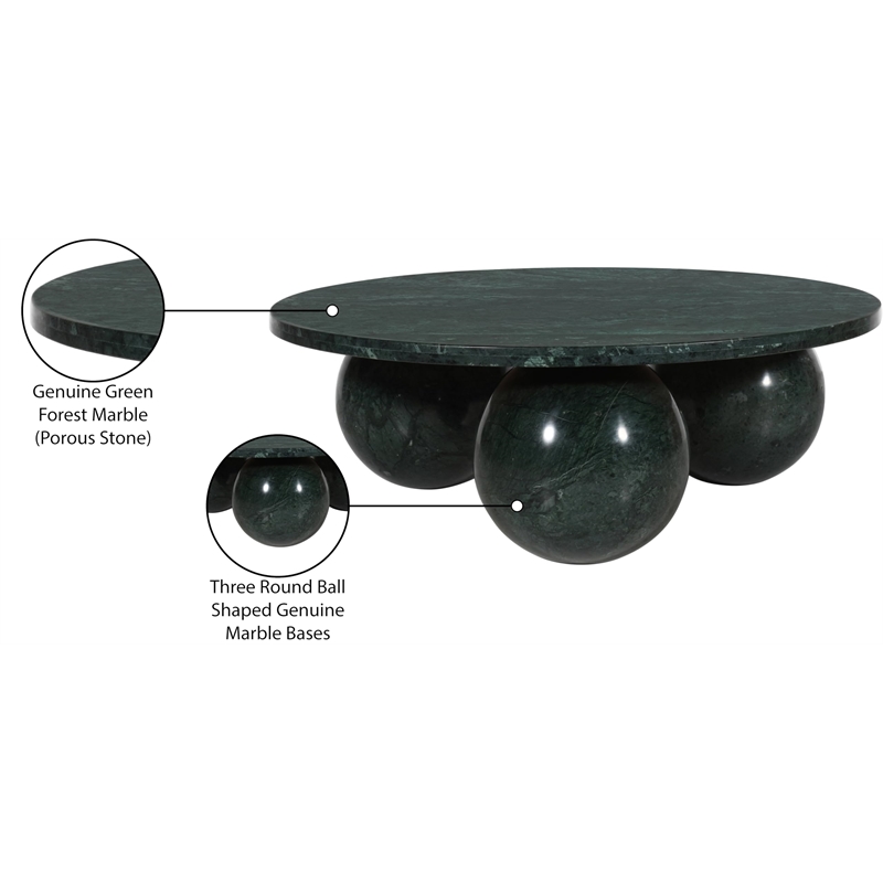 Meridian Furniture Spherical Green Forest Marble Coffee Table
