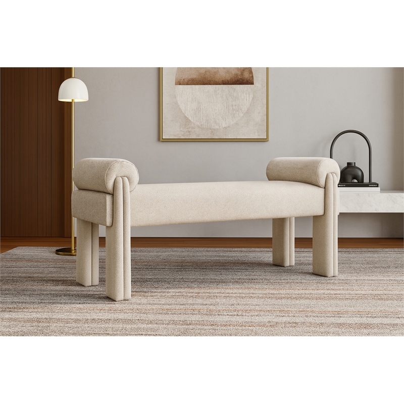 Meridian Furniture Stefano Beige Fabric Bench