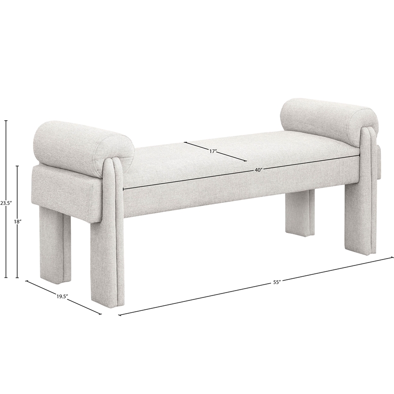 Meridian Furniture Stefano Beige Fabric Bench
