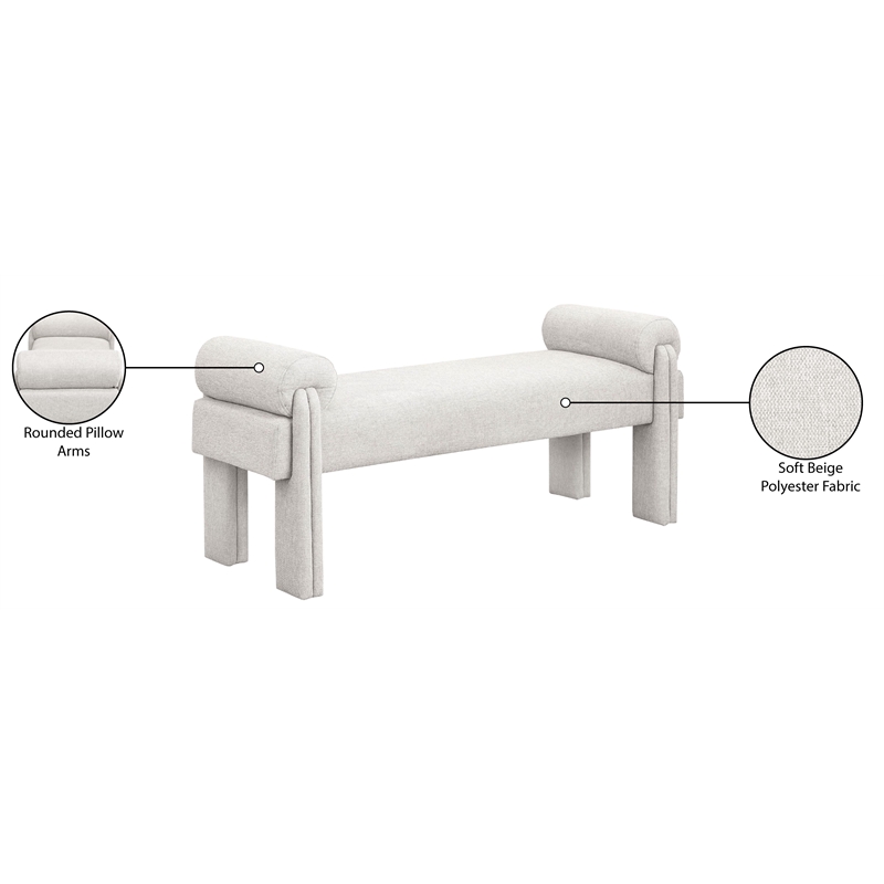 Meridian Furniture Stefano Beige Fabric Bench