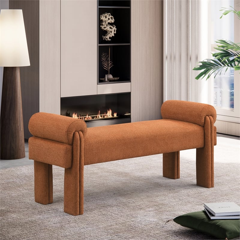 Meridian Furniture Stefano Cognac Fabric Bench