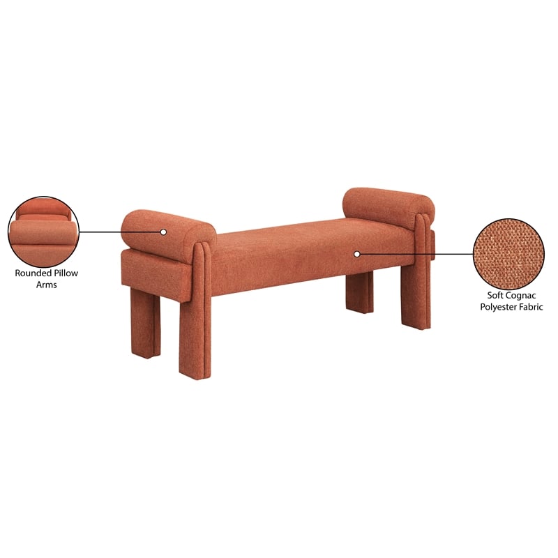 Meridian Furniture Stefano Cognac Fabric Bench