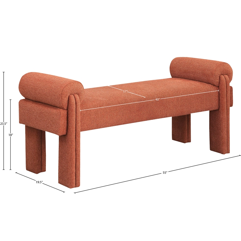 Meridian Furniture Stefano Cognac Fabric Bench