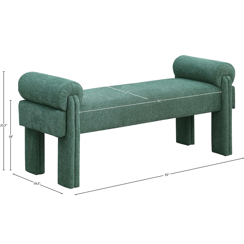 Meridian Furniture Stefano Green Fabric Bench
