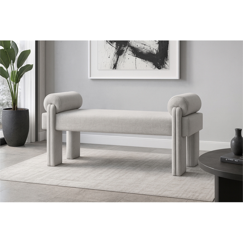 Meridian Furniture Stefano Grey Fabric Bench
