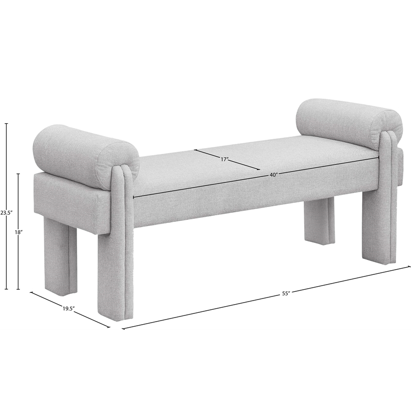Meridian Furniture Stefano Grey Fabric Bench