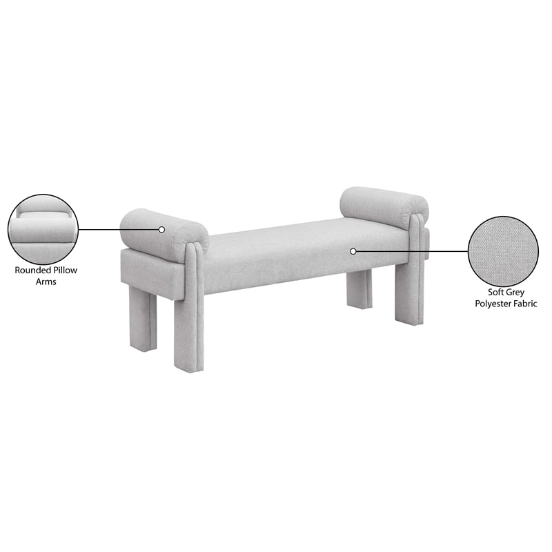 Meridian Furniture Stefano Grey Fabric Bench