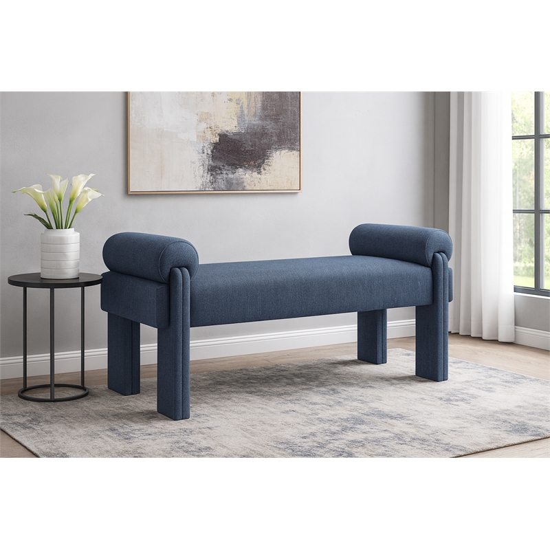 Meridian Furniture Stefano Navy Fabric Bench