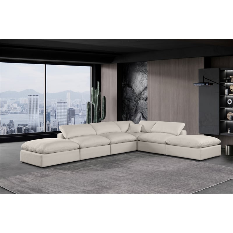 Meridian Furniture Comfy Beige Linen Textured Fabric 6-Pc. Modular Sectional