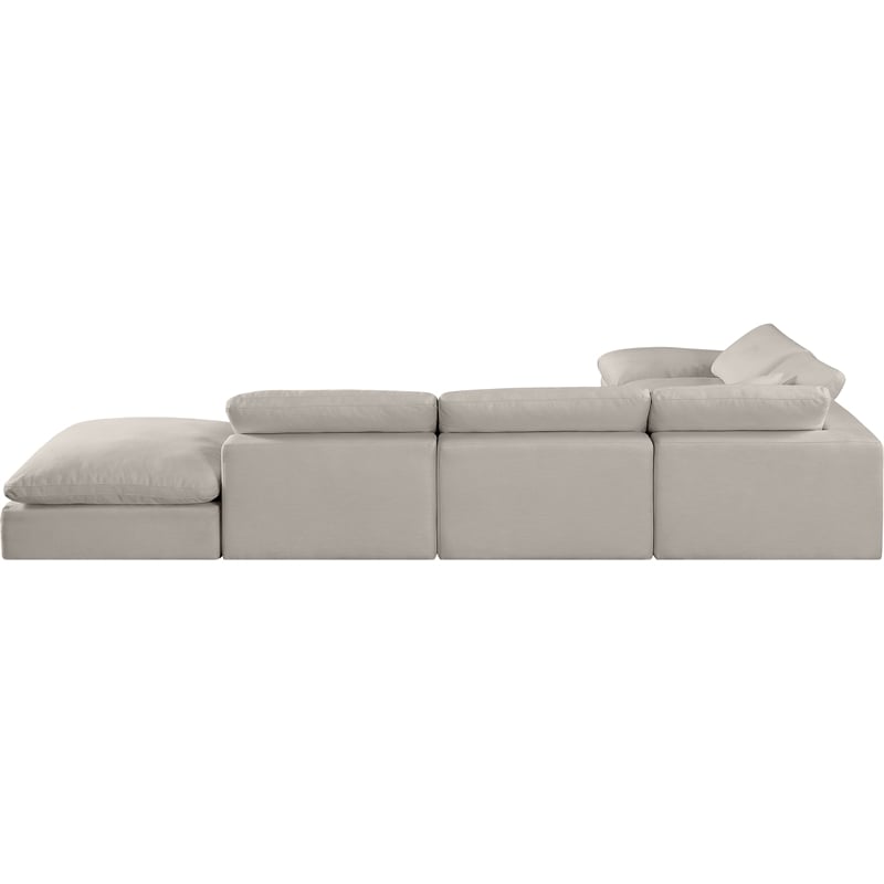 Meridian Furniture Comfy Beige Linen Textured Fabric 6-Pc. Modular Sectional