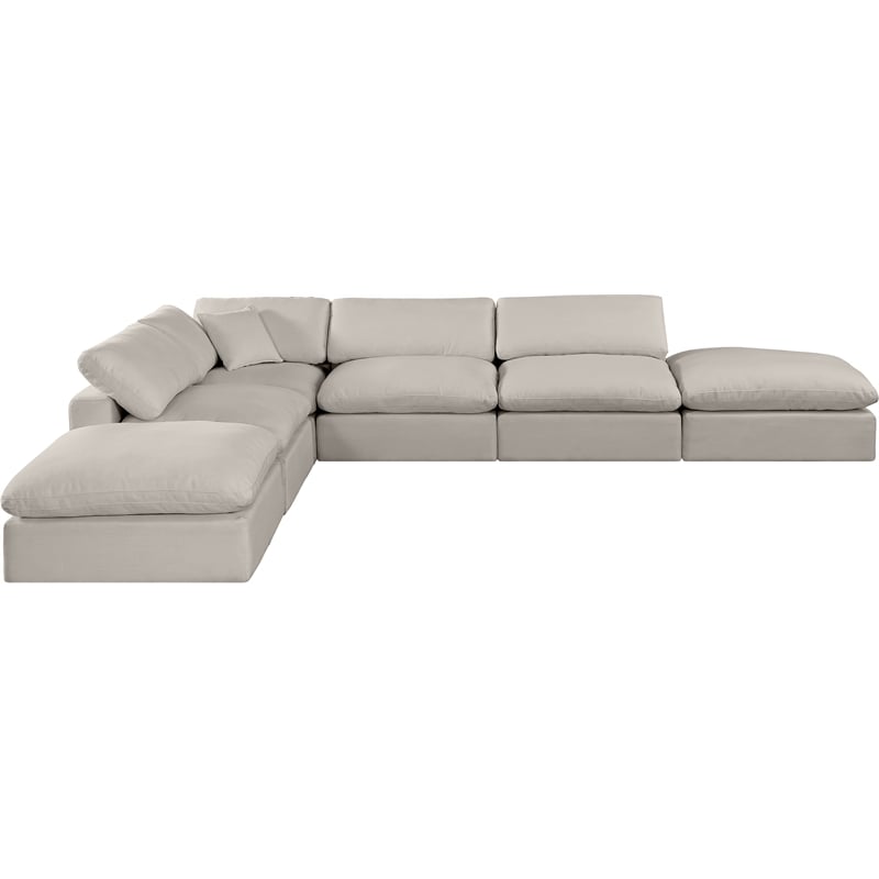 Meridian Furniture Comfy Beige Linen Textured Fabric 6-Pc. Modular Sectional
