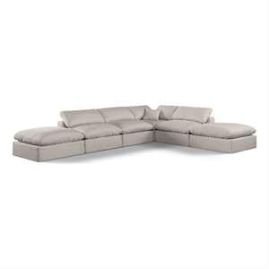 Meridian Furniture Comfy Beige Linen Textured Fabric 6-Pc. Modular Sectional