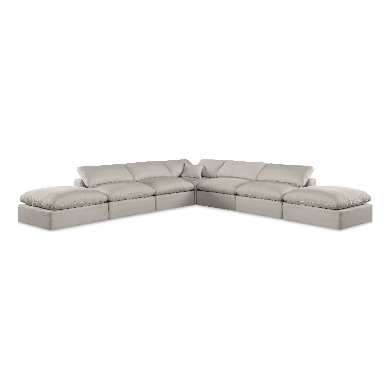 Meridian Furniture Comfy Beige Linen Textured Fabric 7-Pc. Modular Sectional