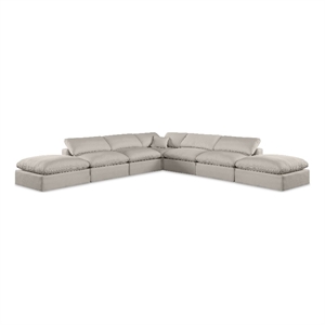 Meridian Furniture Comfy Beige Linen Textured Fabric 7-Pc. Modular Sectional