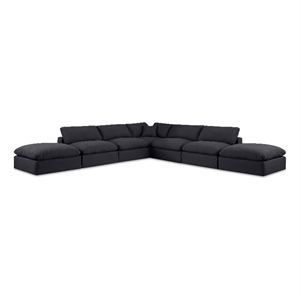 Meridian Furniture Comfy Black Linen Textured Fabric 7-Pc. Modular Sectional