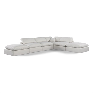 Meridian Furniture Comfy Cream Linen Textured Fabric 6-Pc. Modular Sectional