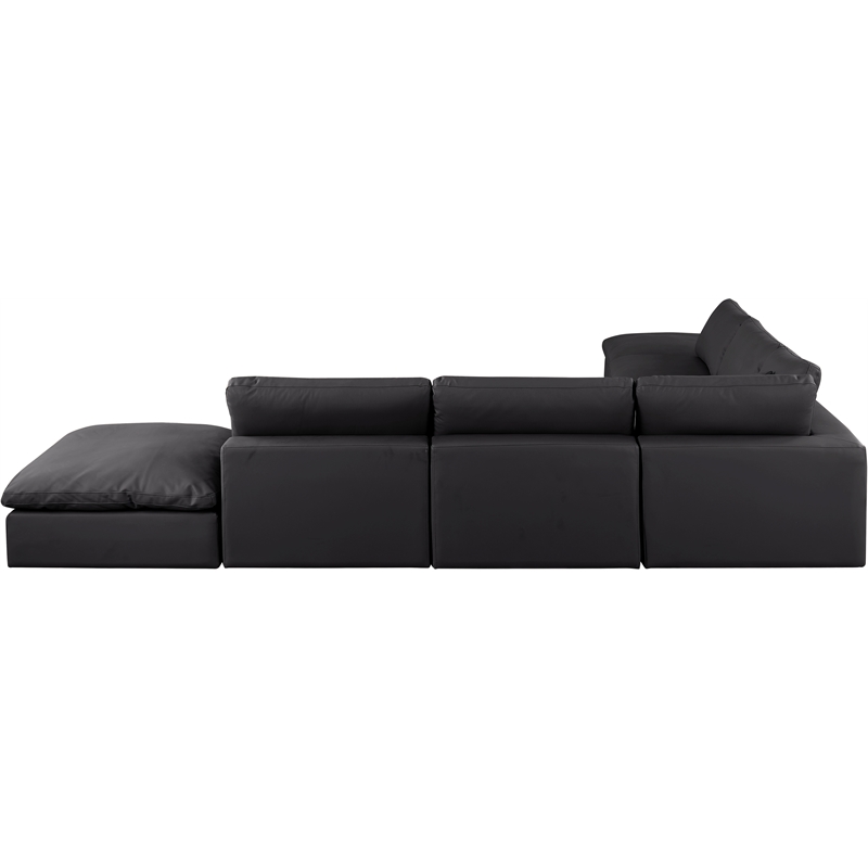 Meridian Furniture Comfy Black Vegan Leather 7-Pc. Modular Sectional