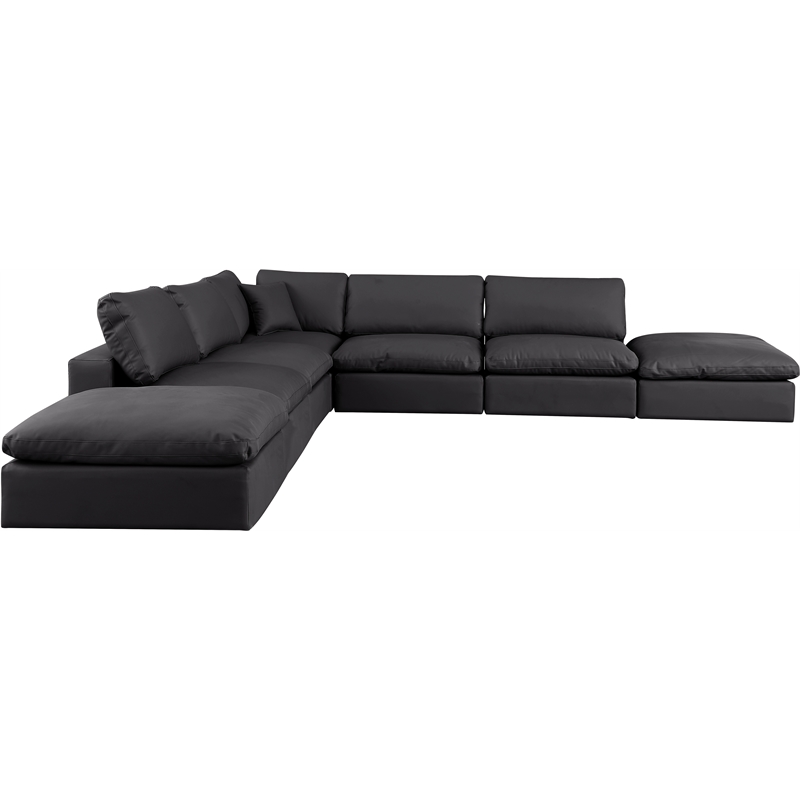 Meridian Furniture Comfy Black Vegan Leather 7-Pc. Modular Sectional