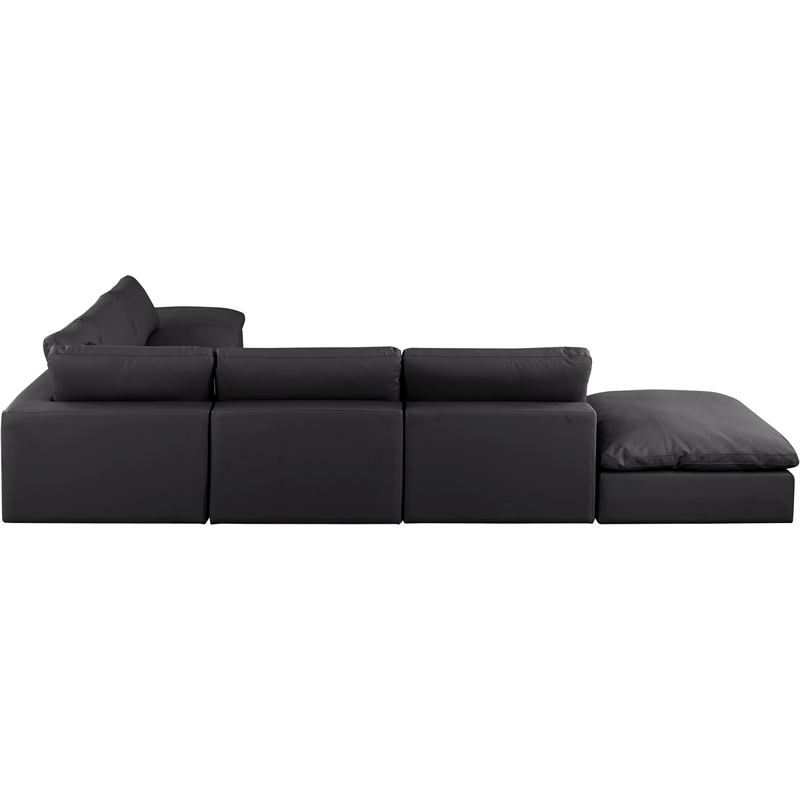 Meridian Furniture Comfy Black Vegan Leather 7-Pc. Modular Sectional