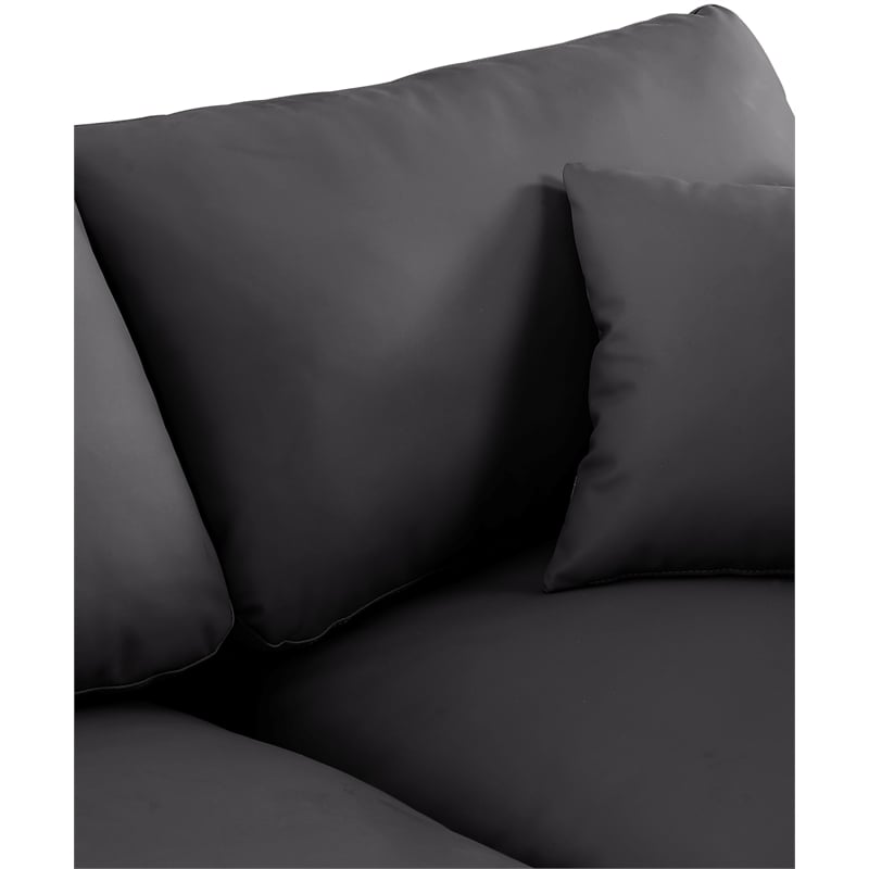 Meridian Furniture Comfy Black Vegan Leather 7-Pc. Modular Sectional