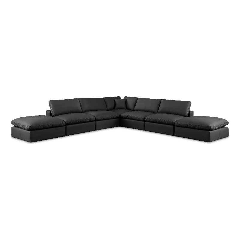 Meridian Furniture Comfy Black Vegan Leather 7-Pc. Modular Sectional
