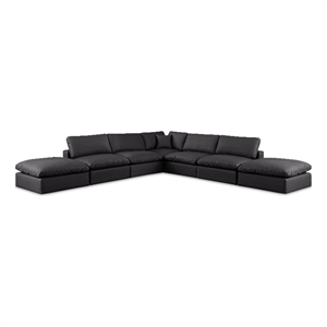 Meridian Furniture Comfy Black Vegan Leather 7-Pc. Modular Sectional