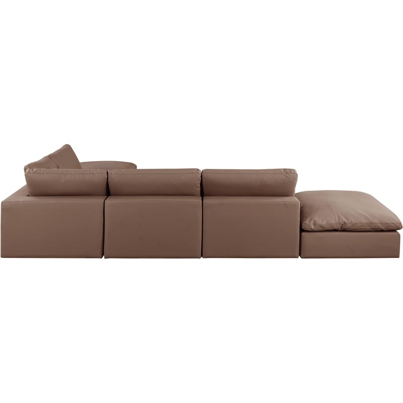Meridian Furniture Comfy Brown Vegan Leather 6-Pc. Modular Sectional