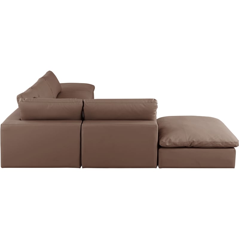 Meridian Furniture Comfy Brown Vegan Leather 6-Pc. Modular Sectional