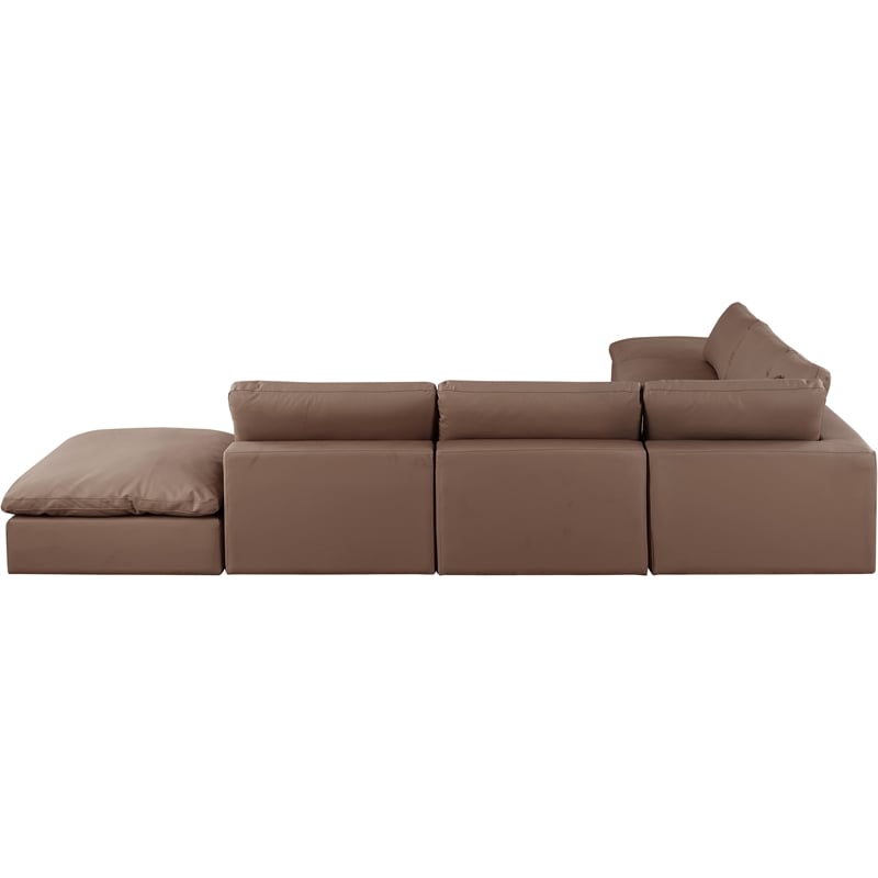 Meridian Furniture Comfy Brown Vegan Leather 7-Pc. Modular Sectional