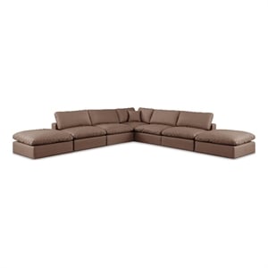 Meridian Furniture Comfy Brown Vegan Leather 7-Pc. Modular Sectional